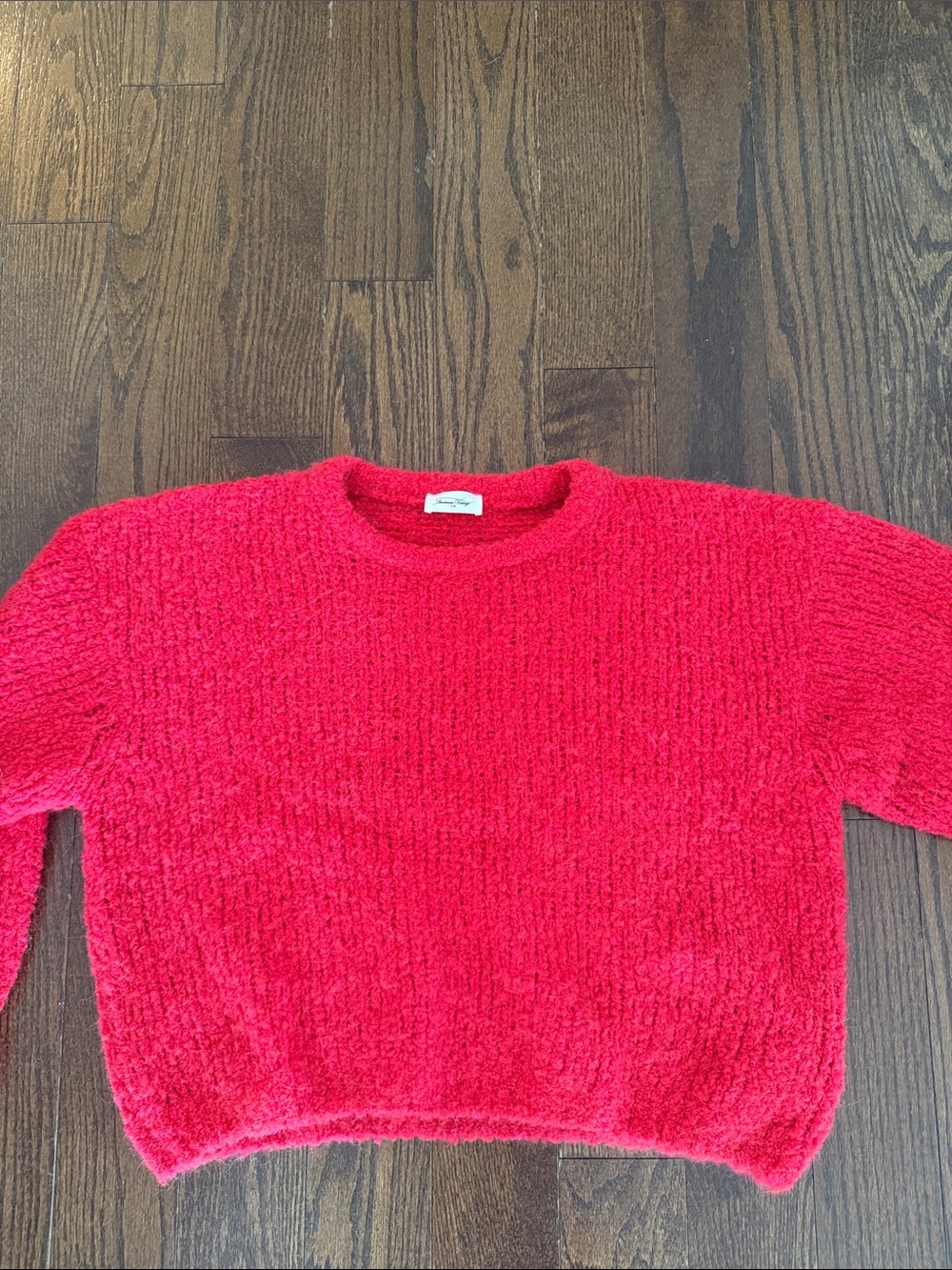 American Vintage Bright Red Plush Crewneck Sweater